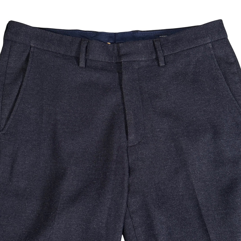 J.Crew Bedford Mens Navy Blue Herringbone Wool Tweed Dress Pants Lined 31x32